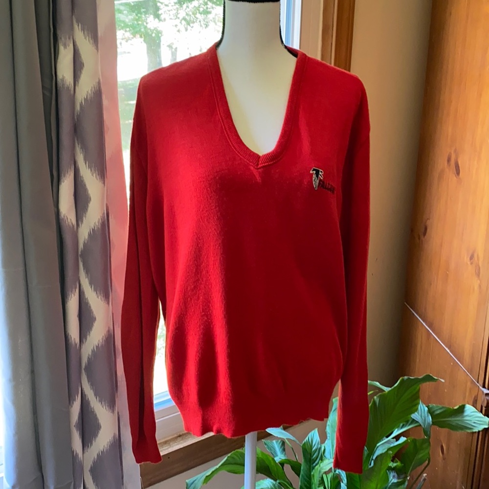 Vintage Atl Falcons Knit Sweater Red NFL USA
